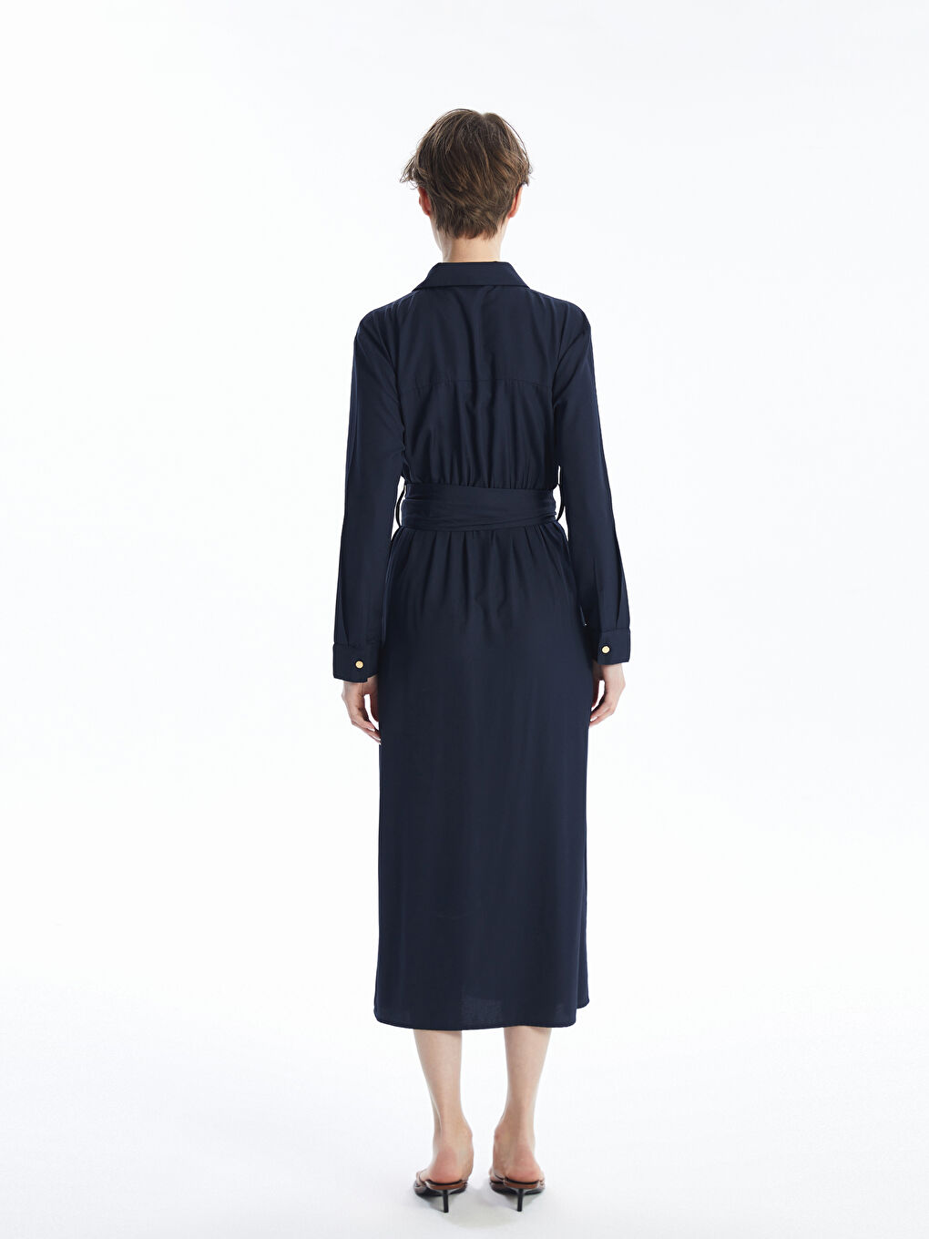 LCW Vision Plain Long Sleeve Women's Shirt Dress -W46785Z8-HRZ