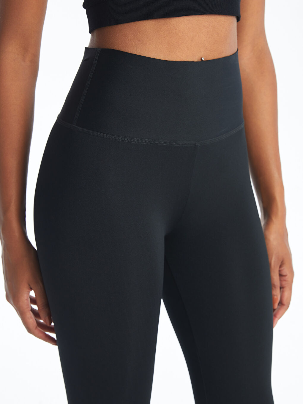 Women's Elasticated Waist Plain Sports Leggings-2
