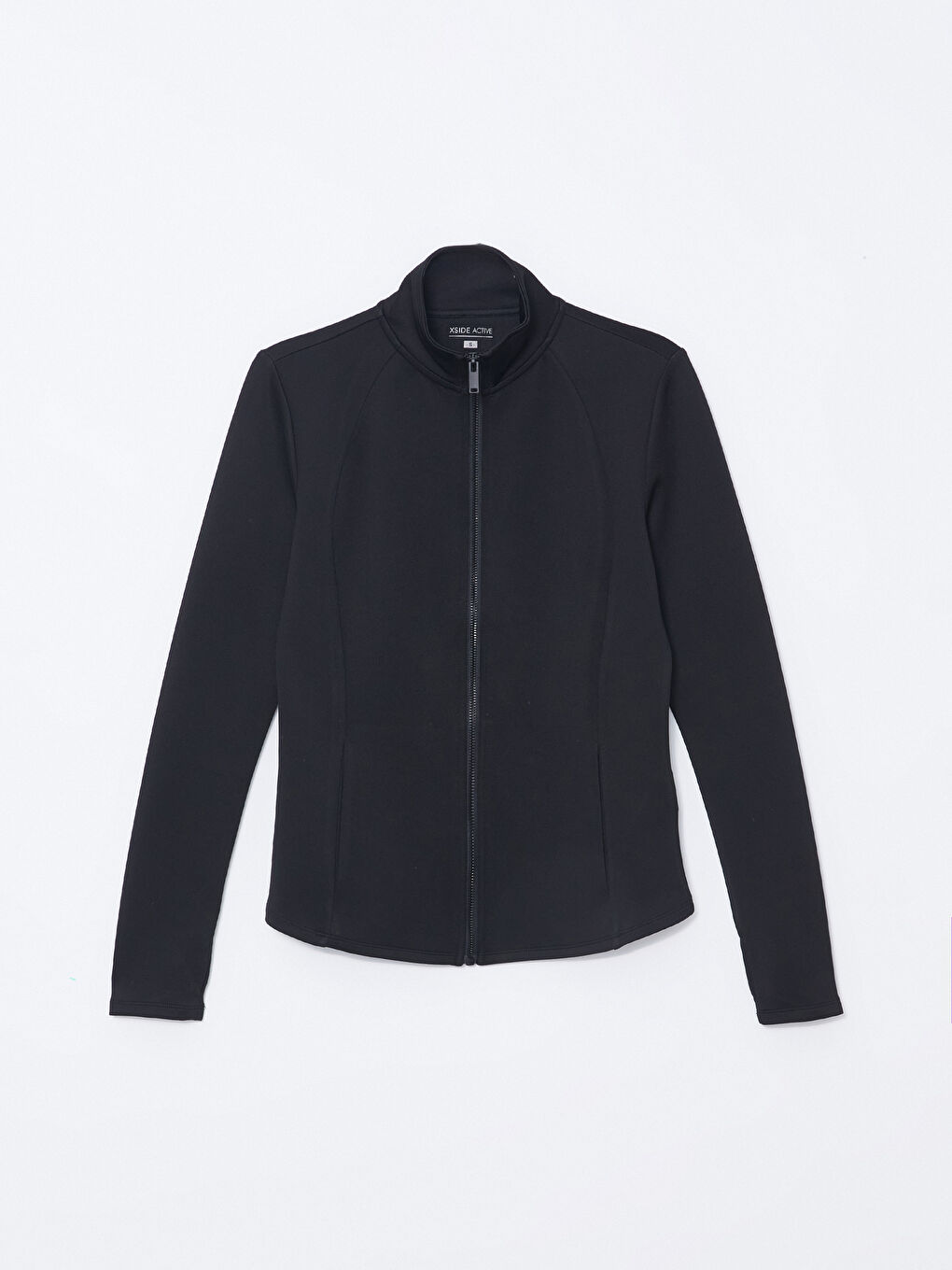 Funnel Neck Plain Long Sleeve Women's Zip-Up Sweatshirt-4
