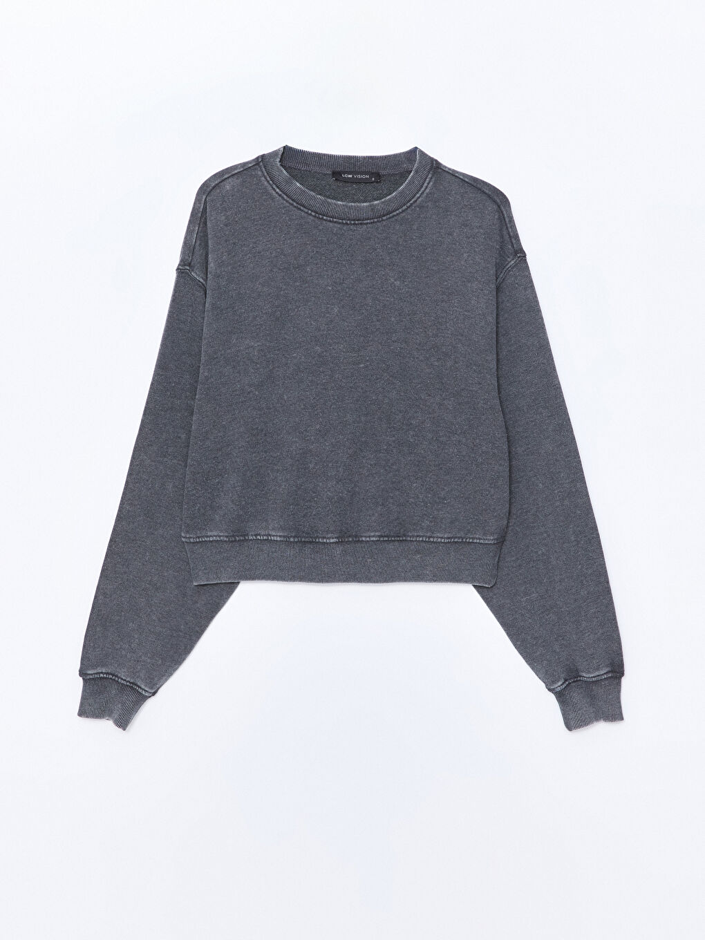 LCW Vision Antrasit Bisiklet Yaka Oversize Kadın Kalın Sweatshirt - 4