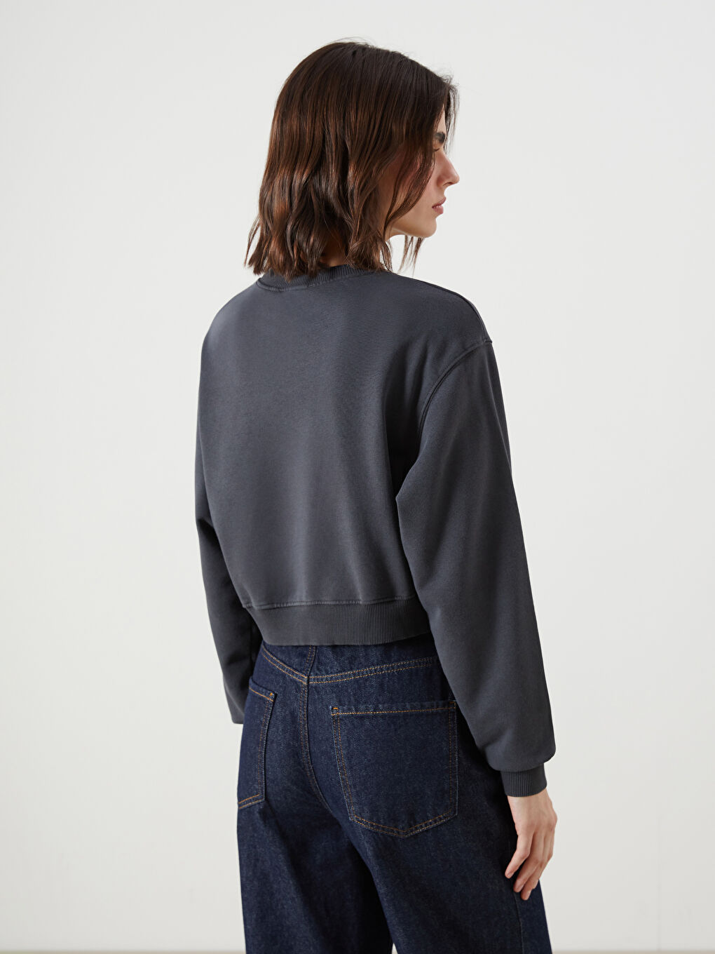 LCW Vision Bisiklet Yaka Oversize Kadın Kalın Sweatshirt -W46800Z8-DC4