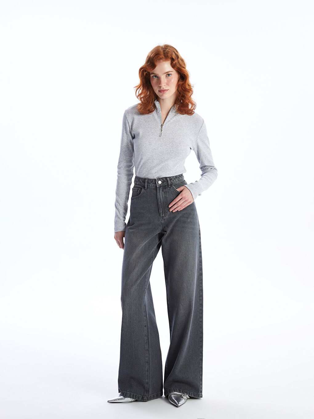 LCW Jeans Ženske farmerke širokih nogavica -W46804Z8-GRD