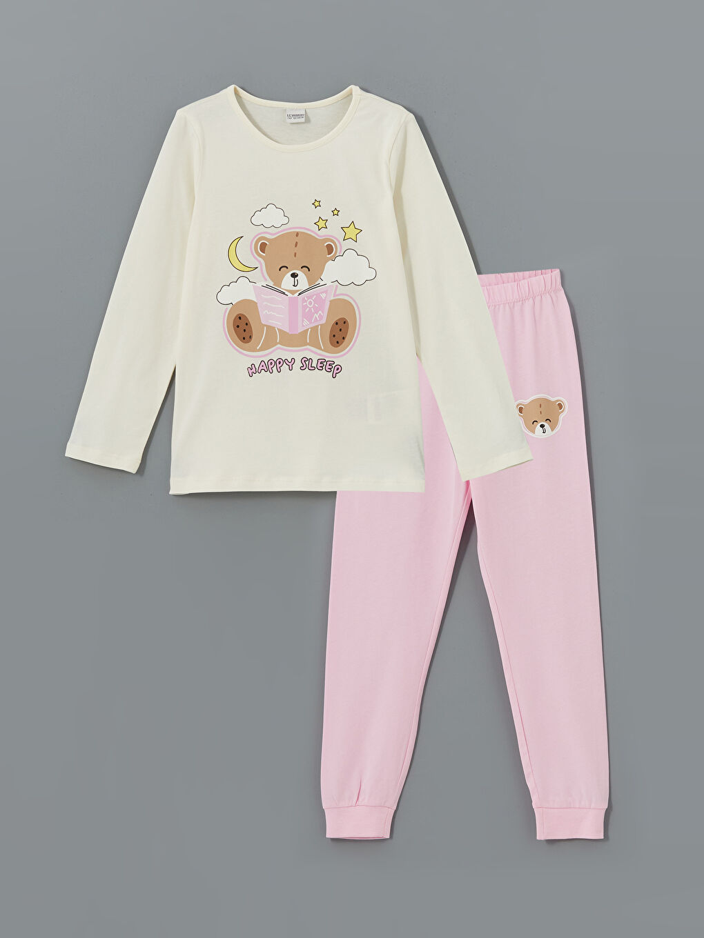 LCW Kids طقم بيجامة للبنات بياقة دائرية -W46807Z4-FDL