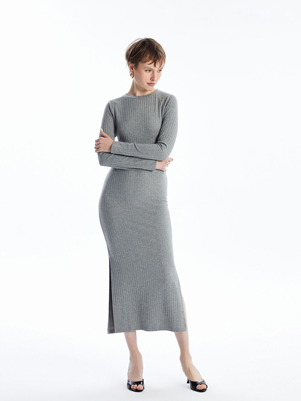 LCW Vision Crew Neck Women's Knitwear Dress -W46816Z8-JMD