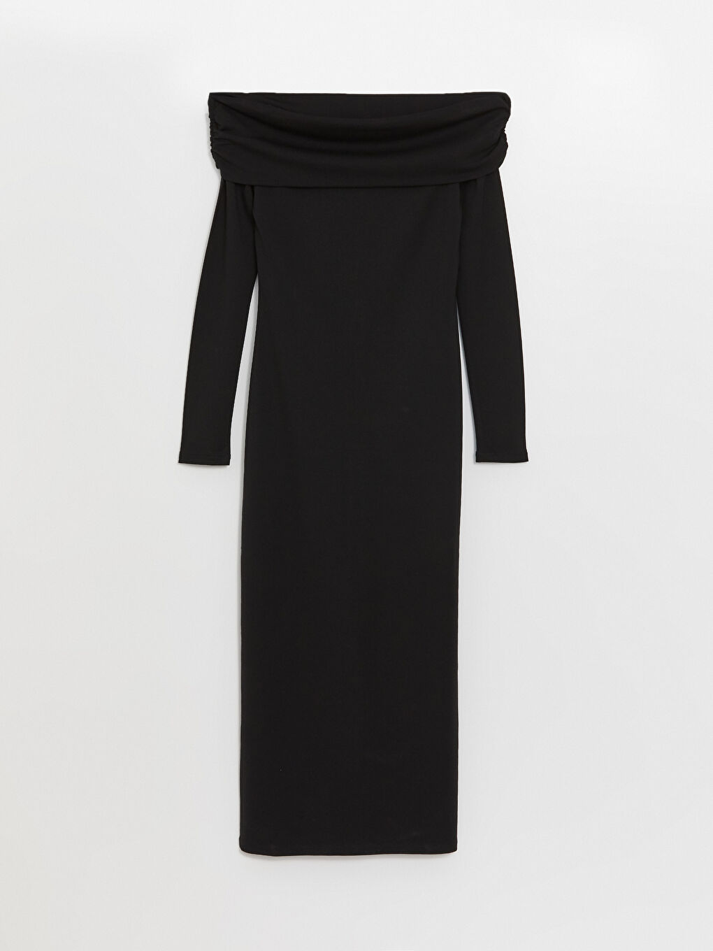 Strapless Neck Plain Long Sleeve Women's Dress-5
