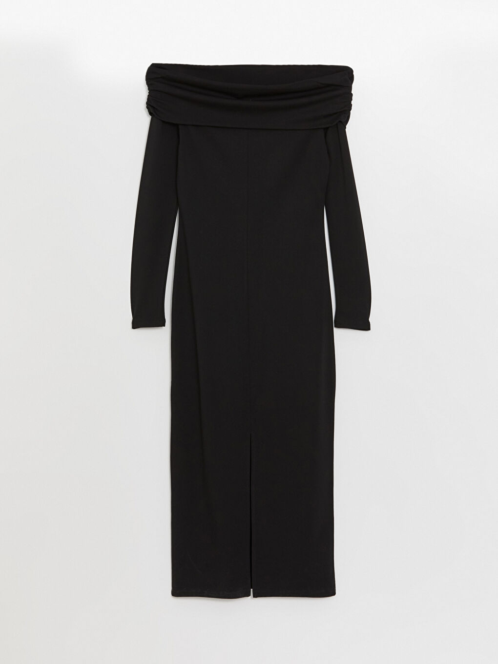 Strapless Neck Plain Long Sleeve Women's Dress-6