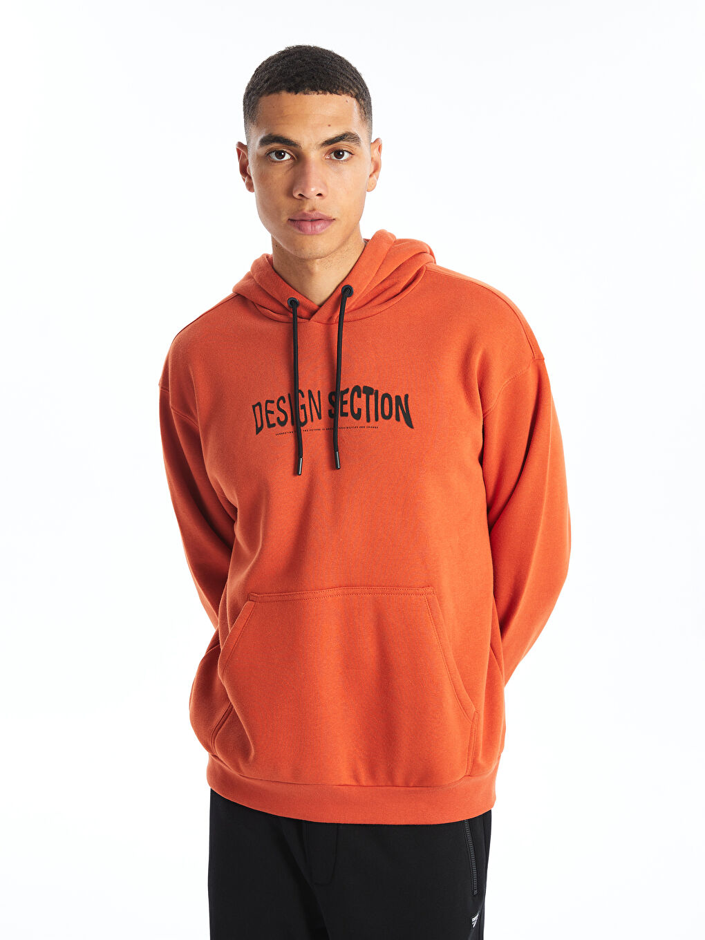 XSIDE Yanık Turuncu Uzun Kollu Baskılı Erkek Hoodie - 3