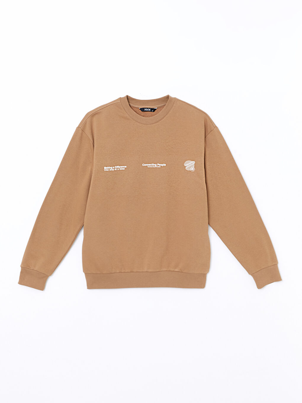 LCW Casual Açık Kahverengi Bisiklet Yaka Uzun Kollu Baskılı Erkek Sweatshirt - 4