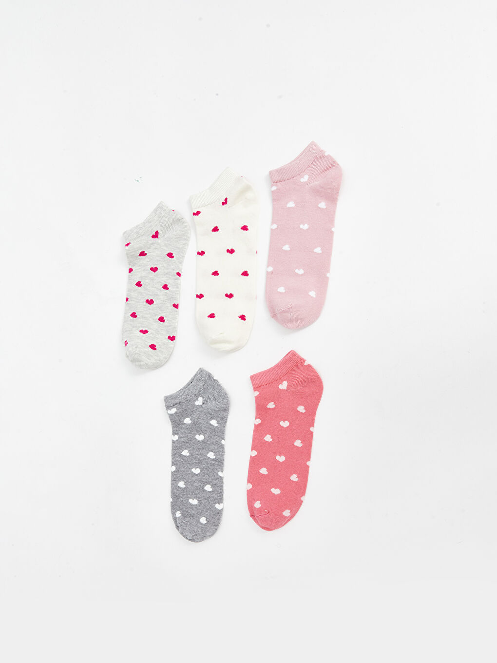 Heart Patterned Women's Trainer Socks 5 Pack