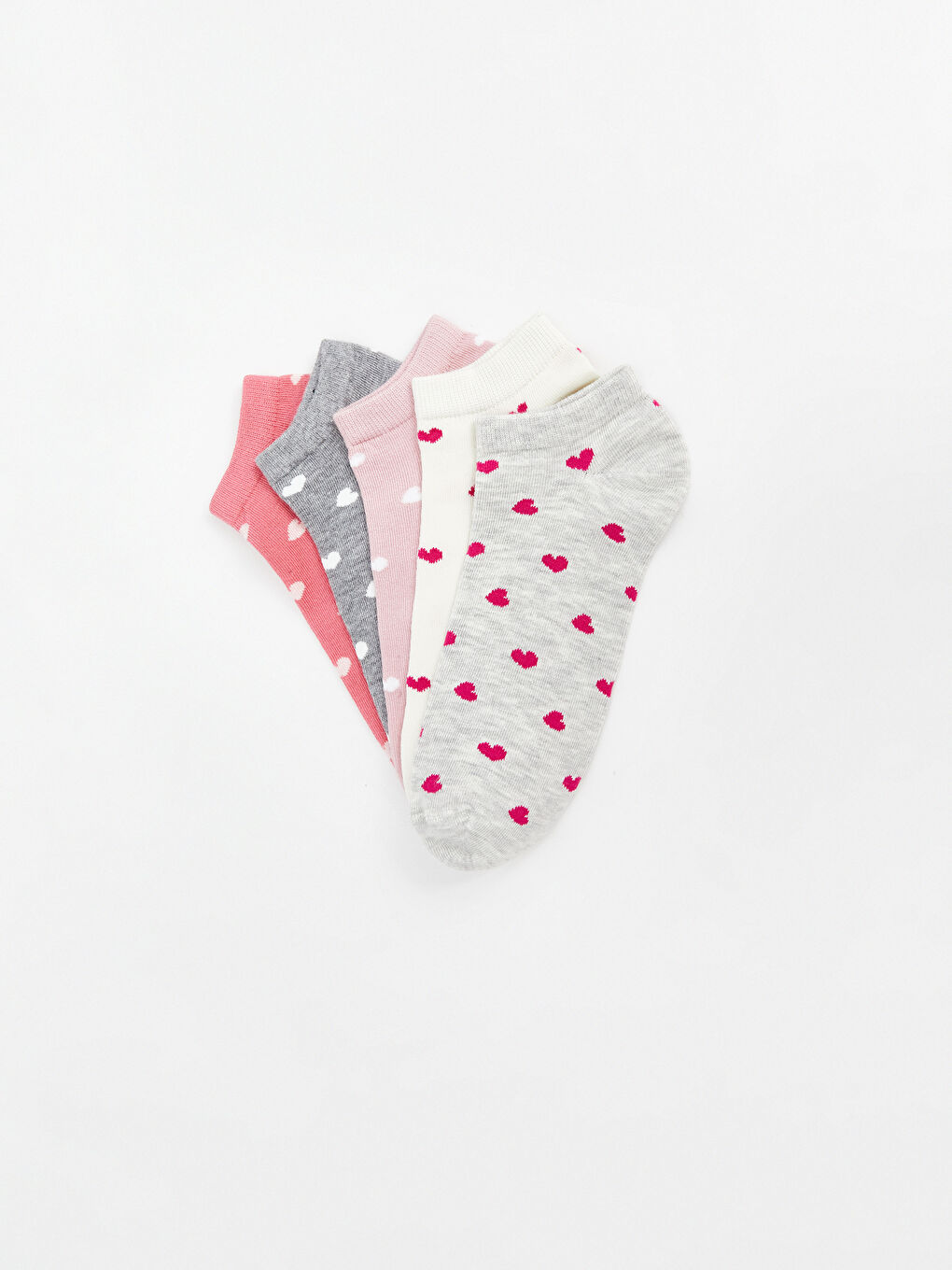 Heart Patterned Women's Trainer Socks 5 Pack-1