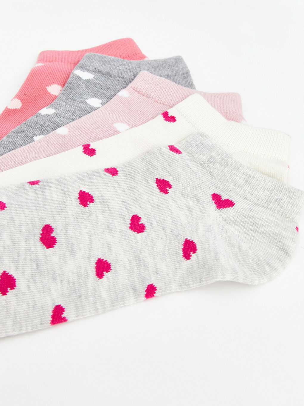 Heart Patterned Women's Trainer Socks 5 Pack-2