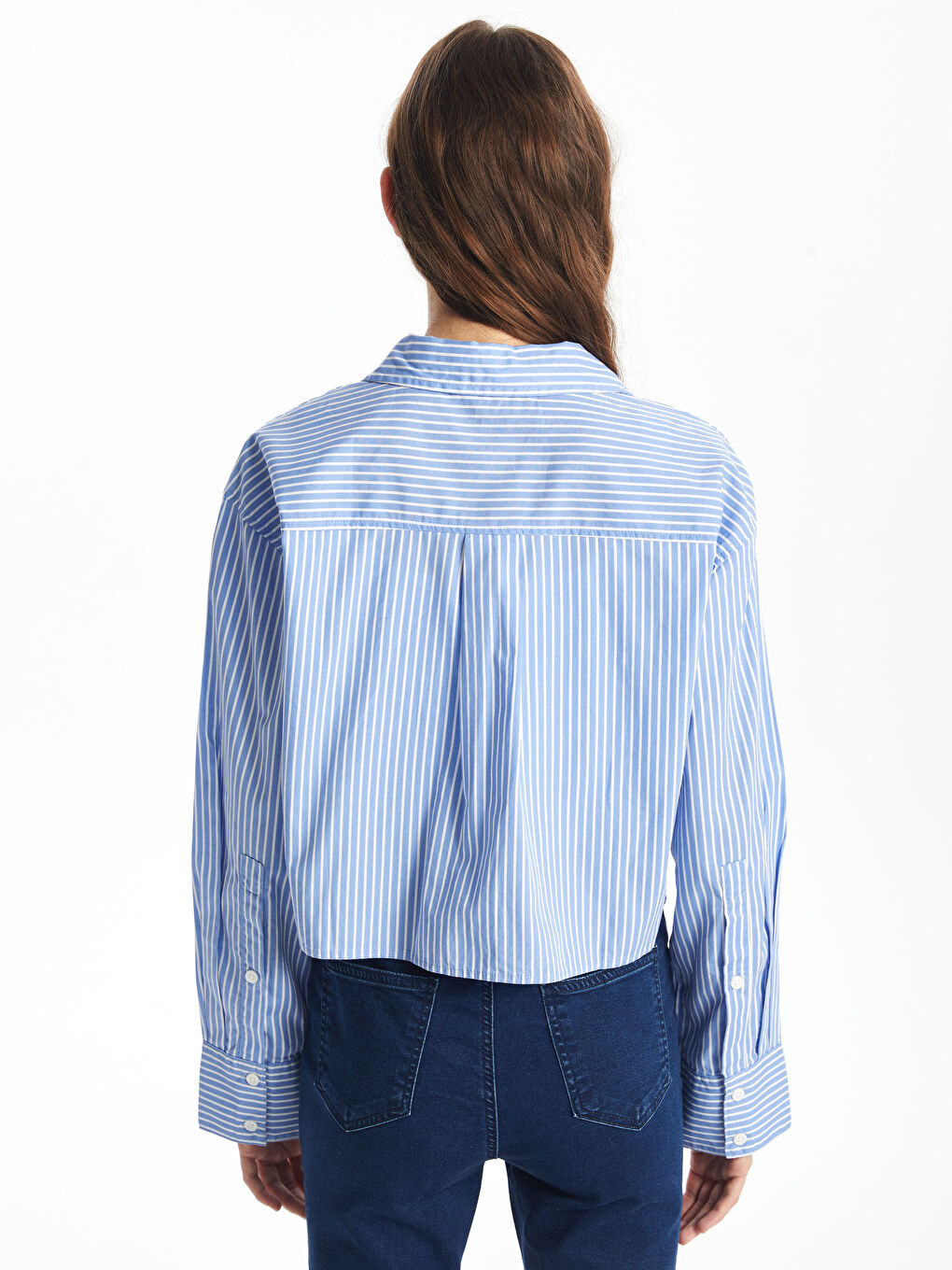 XSIDE Prugasta prevelika poplin ženska košulja -W46880Z8-LEN