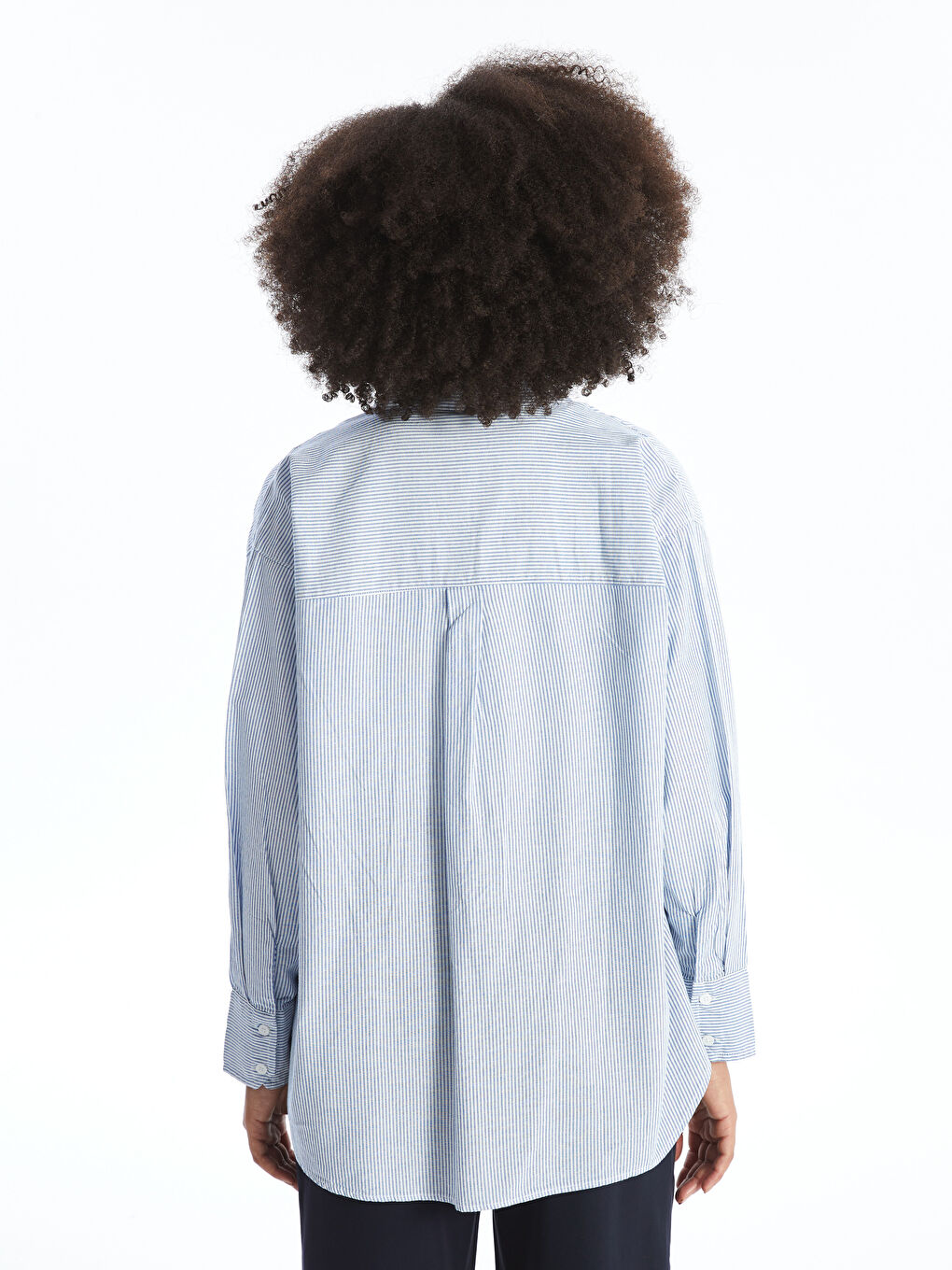 Striped Oversize Poplin Women's Shirt-3
