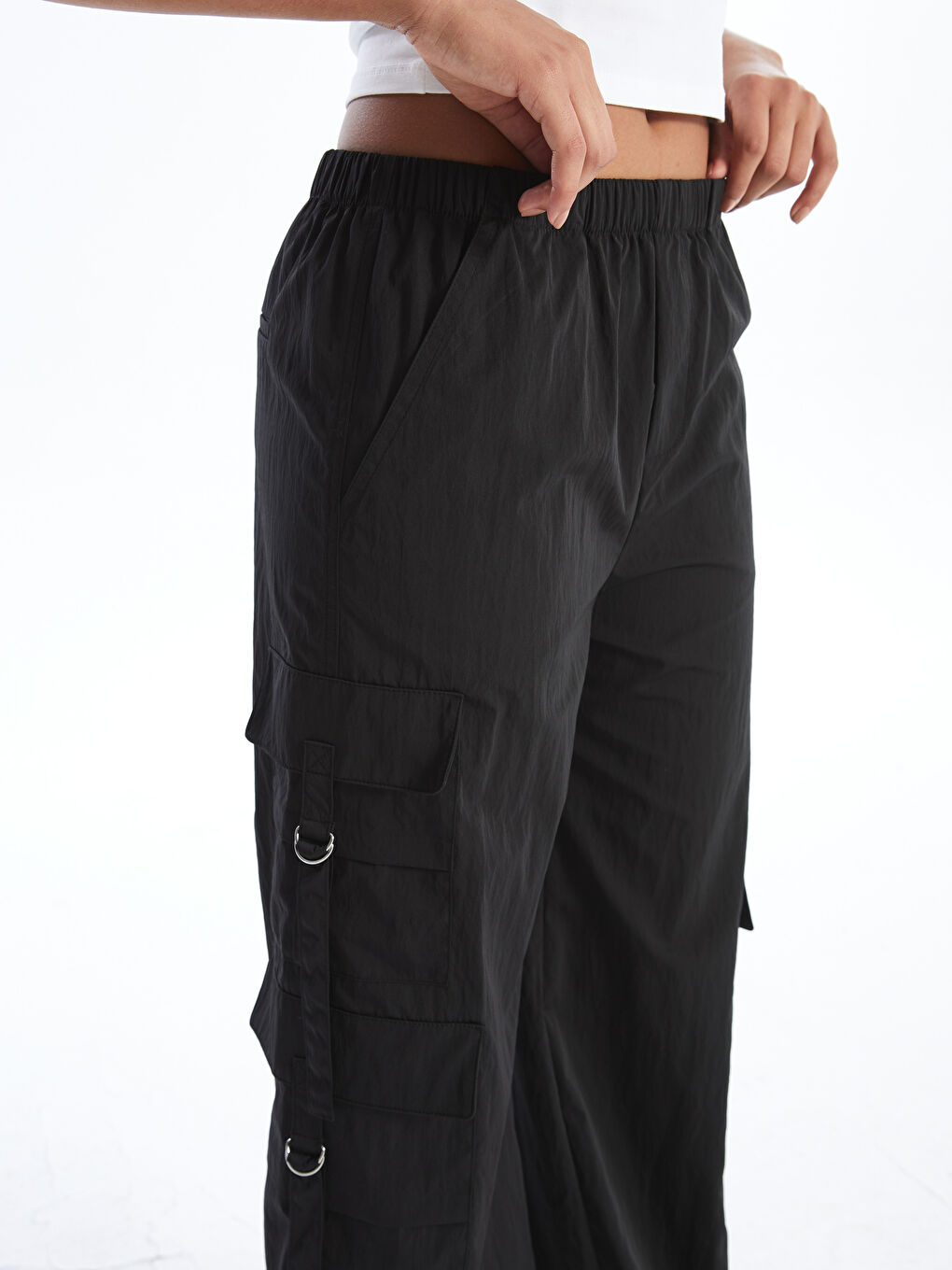 XSIDE Beli Lastikli Standart Fit Kadın Kargo Pantolon -W46890Z8-CVL