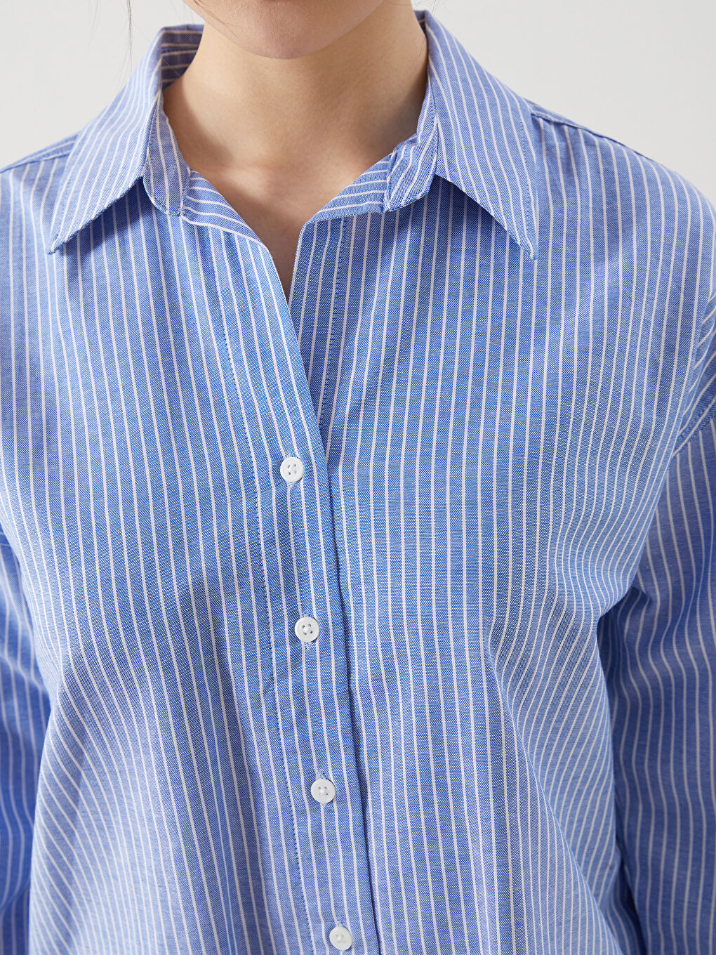 Striped Oversize Poplin Women's Shirt-2