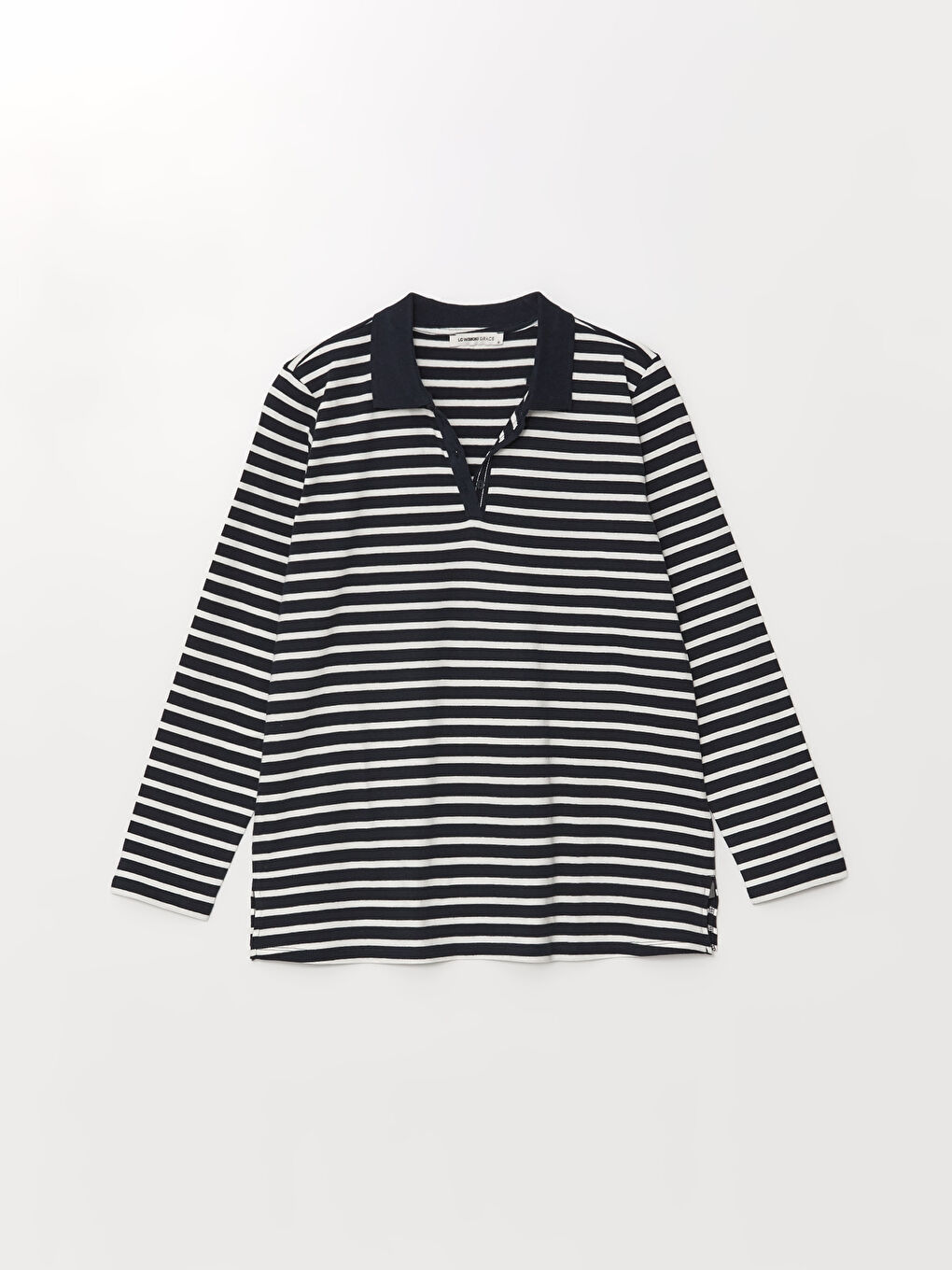 LCW Grace Polo Neck Striped Long Sleeve Women's T-Shirt -W46903Z8-LGS