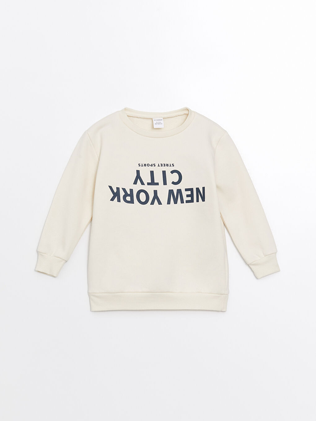 LCW Kids Açık Bej Bisiklet Yaka Uzun Kollu Erkek Çocuk Sweatshirt