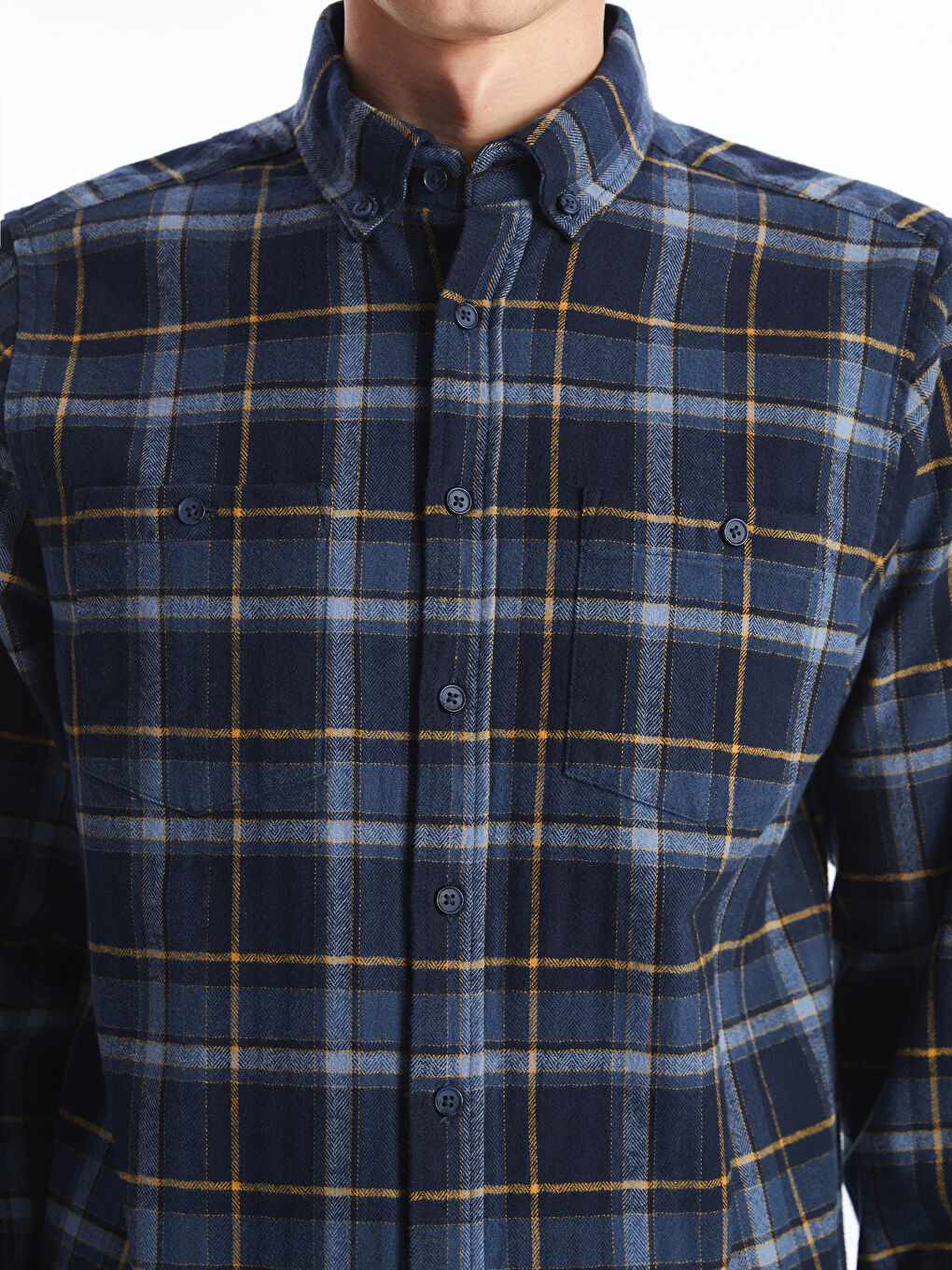 Regular Fit Long Sleeve Plaid Men's Flannel Shirt-2