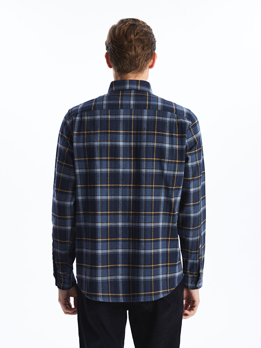 Regular Fit Long Sleeve Plaid Men's Flannel Shirt-3