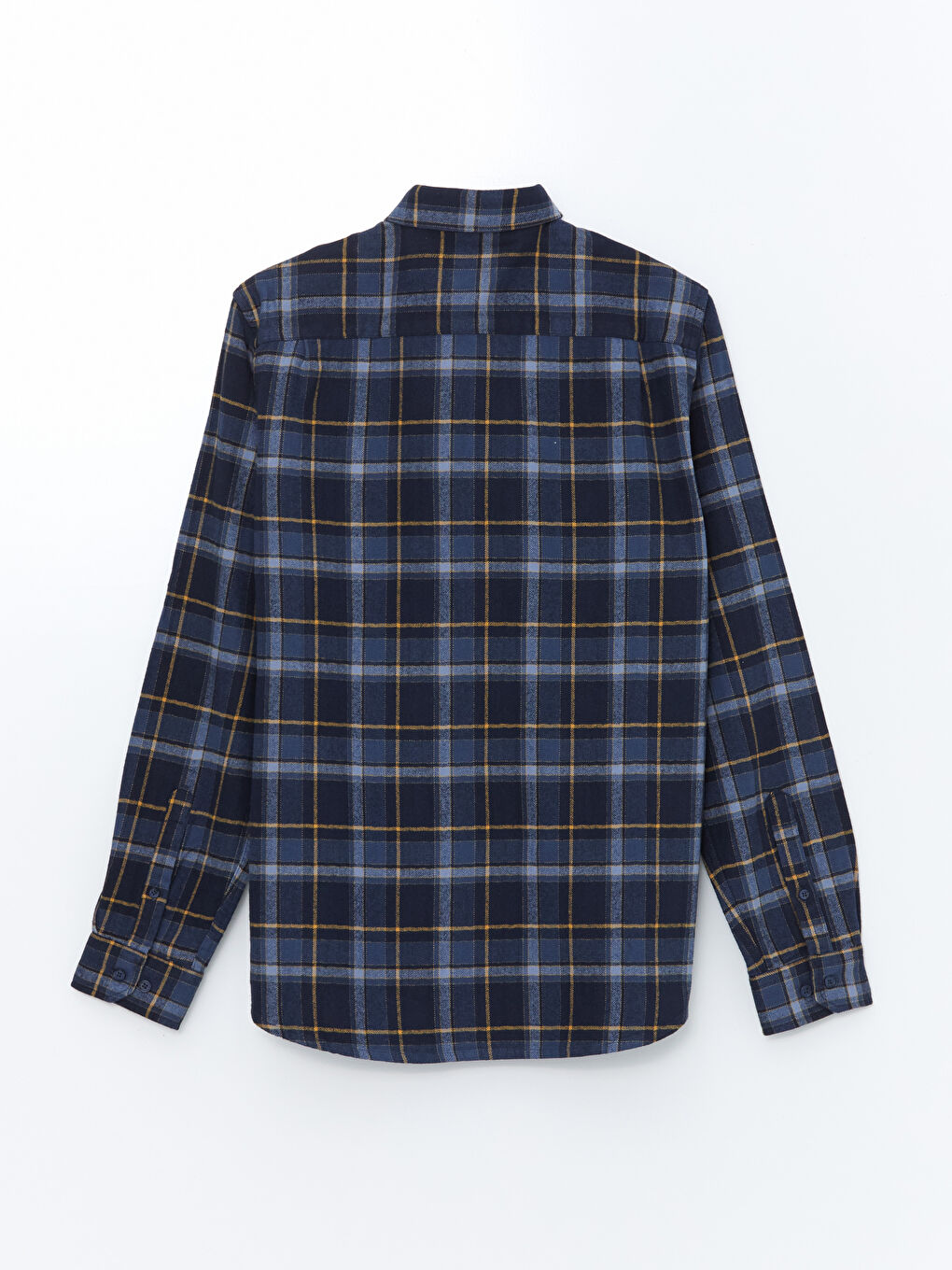 Regular Fit Long Sleeve Plaid Men's Flannel Shirt-5
