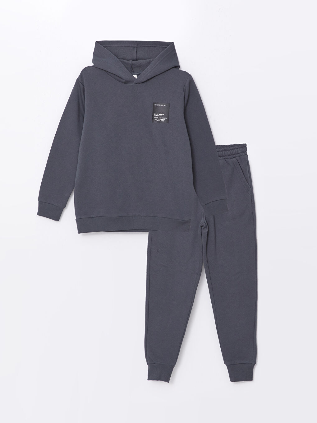 LCW Kids Koyu Gri Baskılı Uzun Kollu Erkek Çocuk Hoodie ve Eşofman Altı