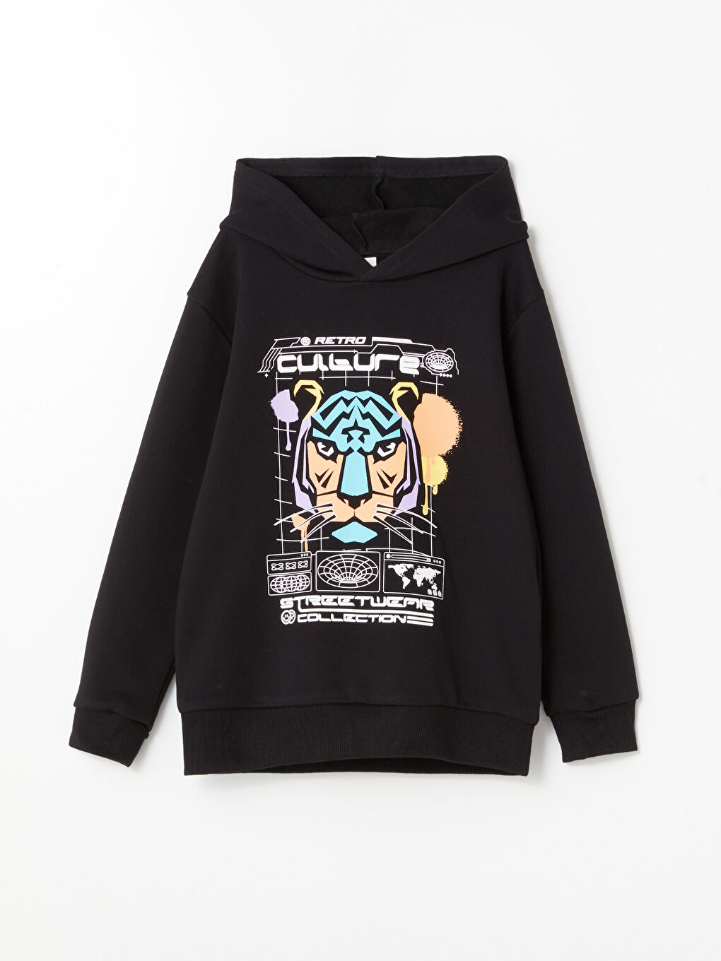 LCW Kids Siyah Kapüşonlu Erkek Çocuk Sweatshirt