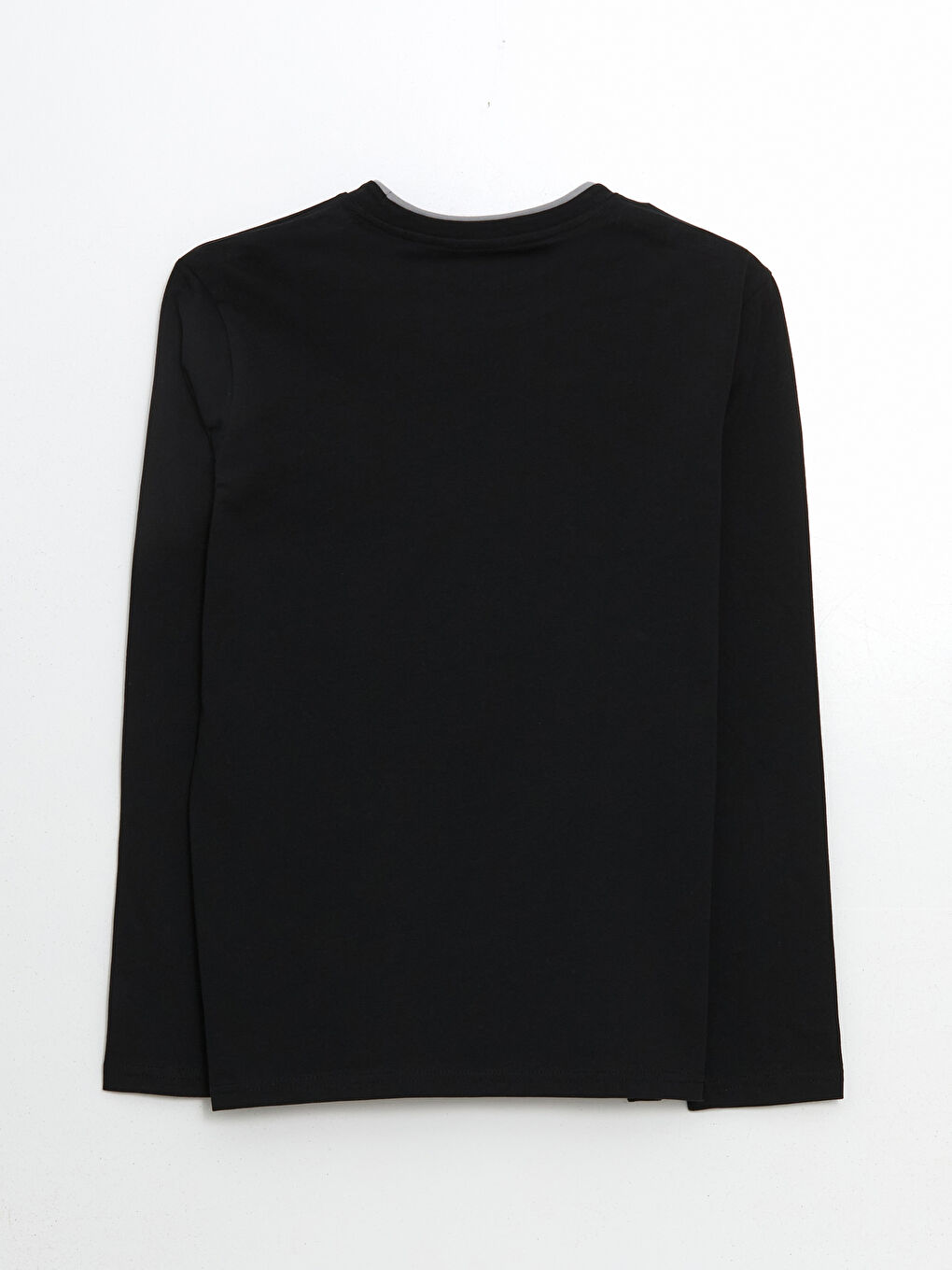 Siyah Bisiklet Yaka Uzun Kollu Erkek Pijama Üst-5