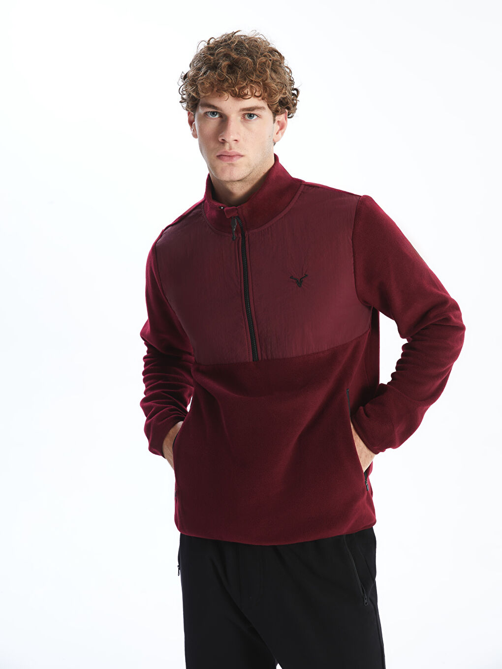 XSIDE ACTIVE Bordo Dik Yaka Uzun Kollu Polar Erkek Sweatshirt - 2