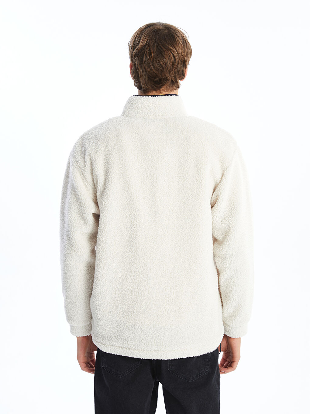 XSIDE Standing Collar Long Sleeve Plush Men's Zippered Sweatshirt -W47147Z8-HZZ