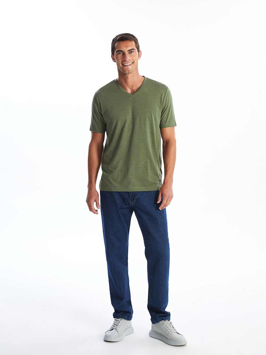 V-Neck Short Sleeve Jersey Men's T-Shirt-1