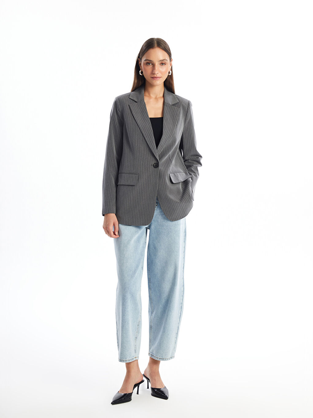 Striped Women's Blazer Jacket-1