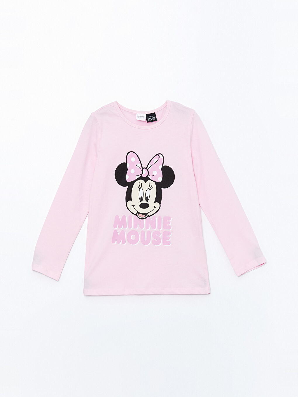 LCW Kids Pembe Leylak Bisiklet Yaka Minnie Mouse Baskılı Uzun Kollu Kız Çocuk Pijama Takımı - 1