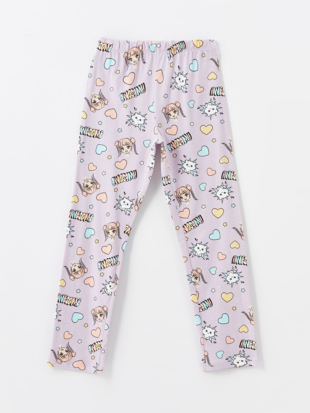 Lila Beli Lastikli Kız Çocuk Pijama Alt