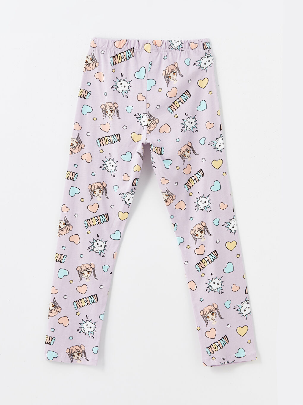 Lila Beli Lastikli Kız Çocuk Pijama Alt-1