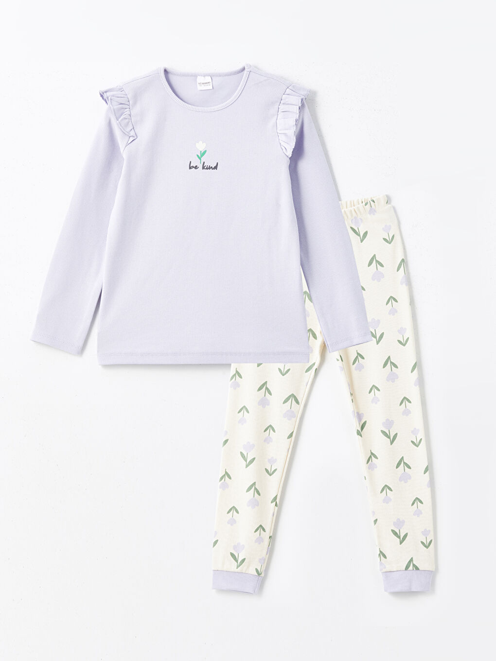 LCW Kids Lila Bisiklet Yaka Kız Çocuk Pijama Takımı