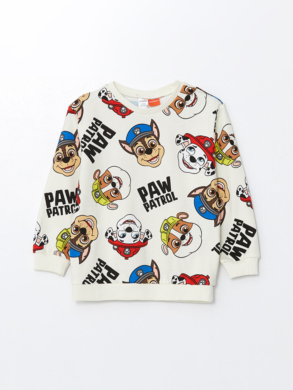 LCW Kids Ekru Baskılı Bisiklet Yaka Uzun Kollu Paw Patrol Baskılı Erkek Çocuk  Sweatshirt