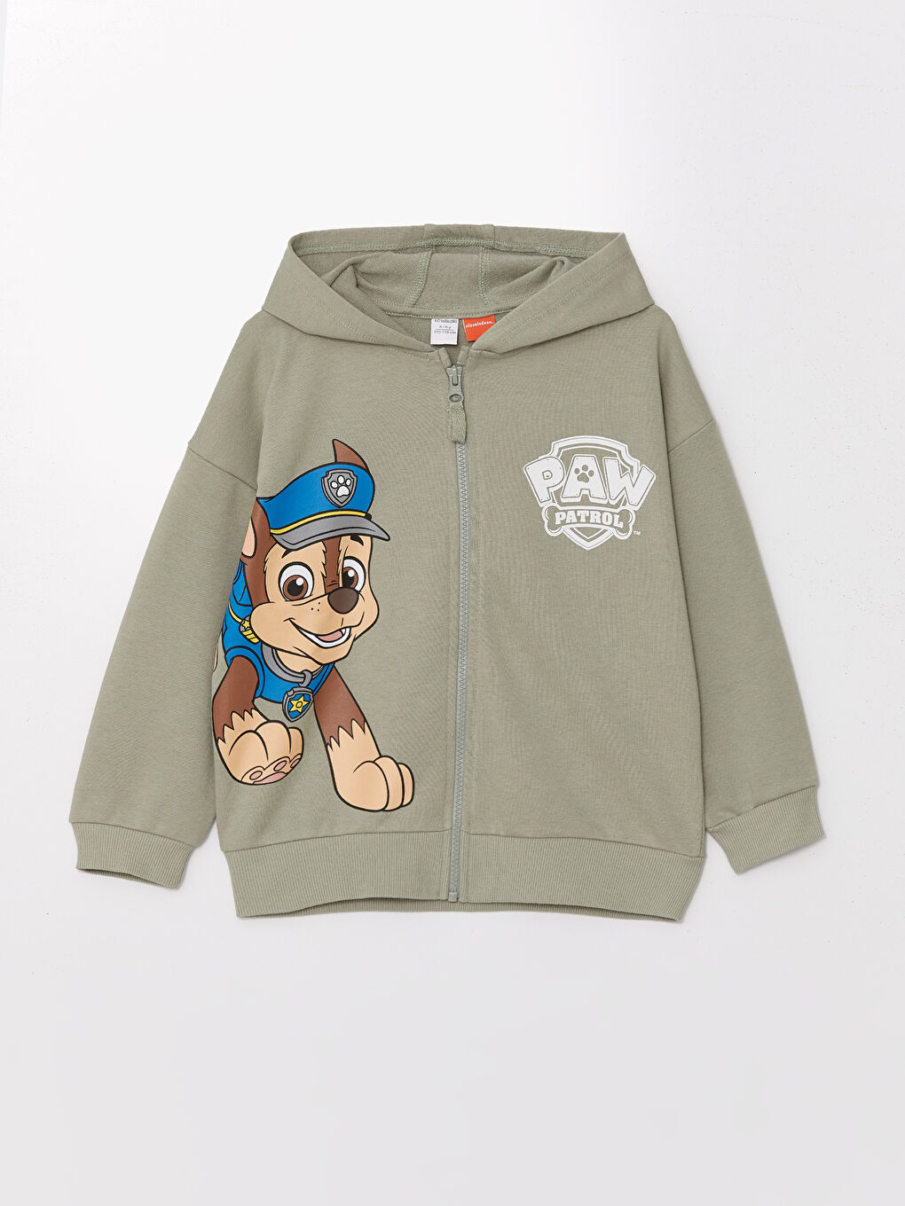 LCW Kids Mat Yeşil Kapüşonlu Uzun Kol Paw Patrol Baskılı Erkek Çocuk  Fermuarlı Sweatshirt