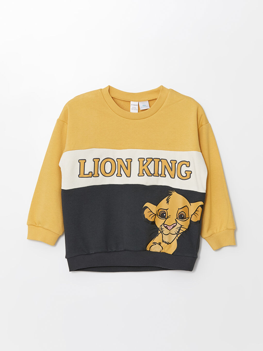 LCW Kids Mat Sarı Bisiklet Yaka Uzun Kollu Aslan Kral Baskılı Erkek Çocuk Sweatshirt ve Eşofman Alt 2'li Takım - 3