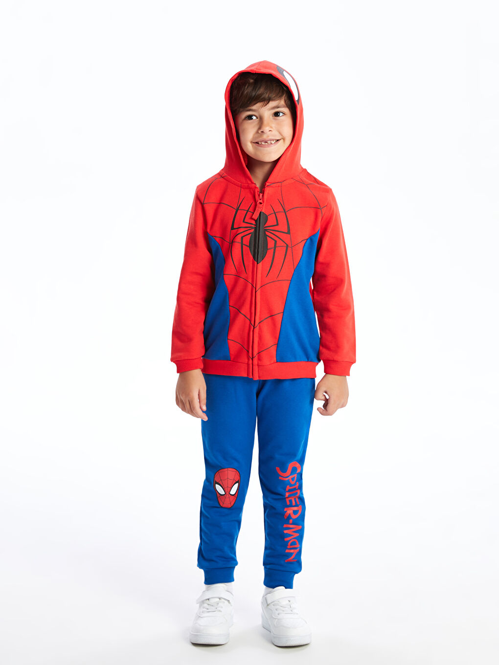 LCW Kids Kırmızı Kapüşonlu Spiderman Baskılı Erkek Çocuk Hırka ve Eşofman Alt 2'li Takım - 1