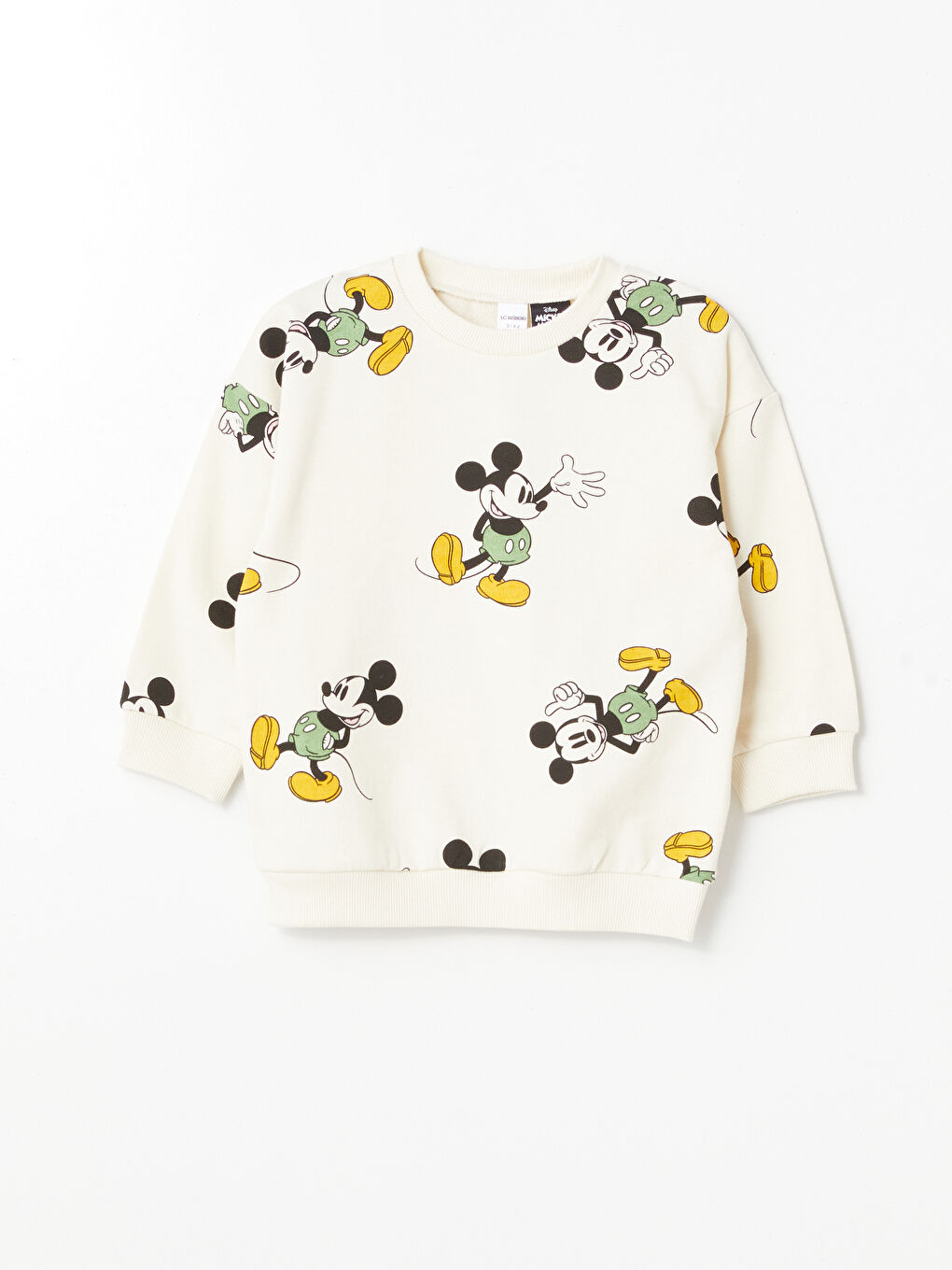 LCW Kids Ekru Baskılı Bisiklet Yaka Uzun Kollu Mickey Mouse Baskılı Erkek Çocuk Sweatshirt ve Eşofman Alt 2'li Takım - 1