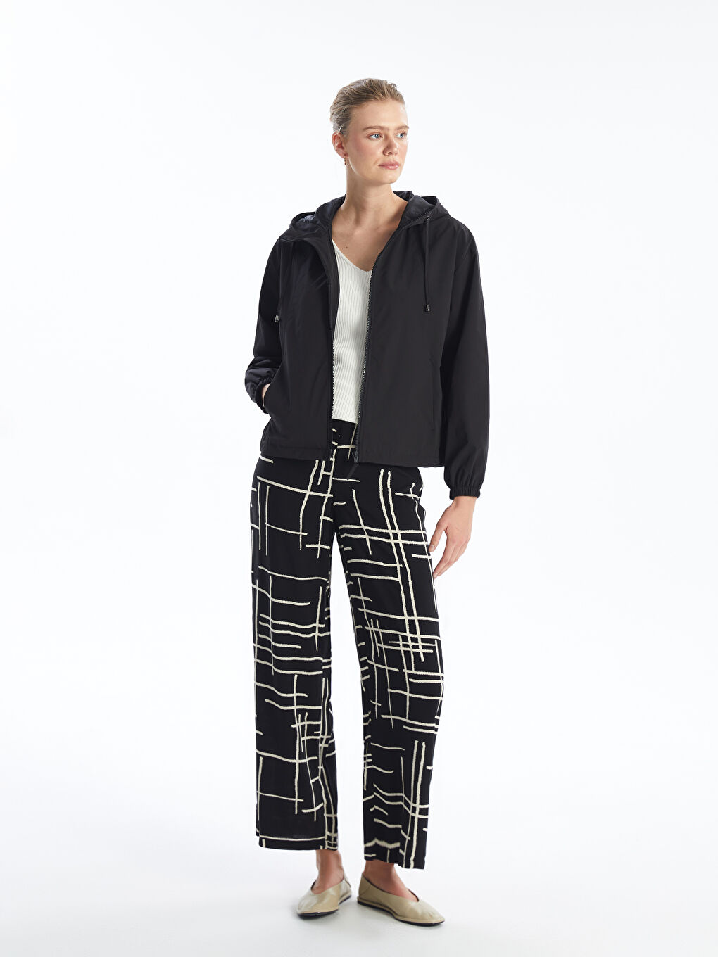 Imperméable Uni à Capuche pour Femmes-2