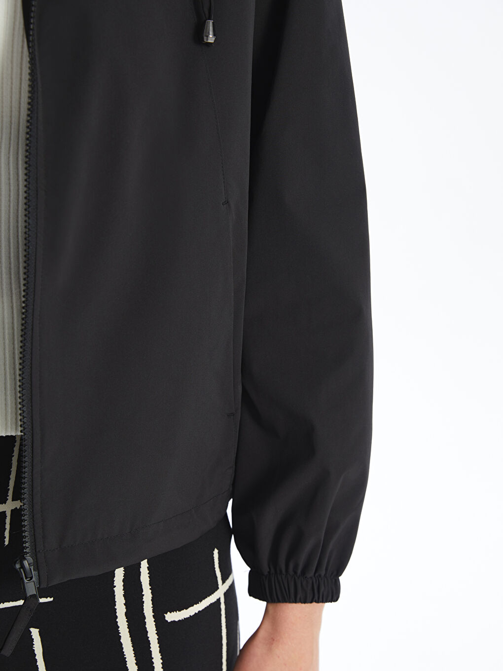 Imperméable Uni à Capuche pour Femmes-3
