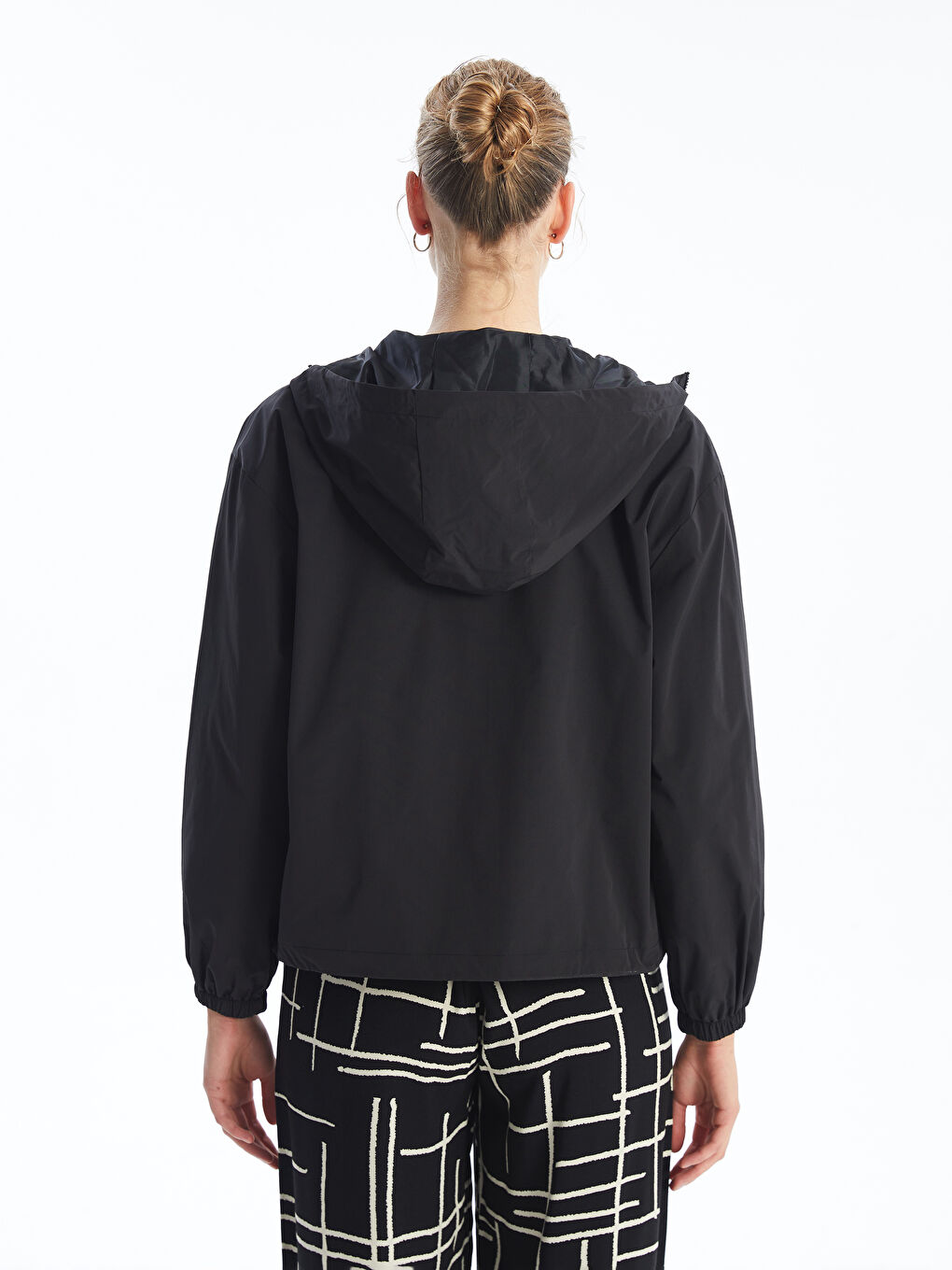 Imperméable Uni à Capuche pour Femmes-5