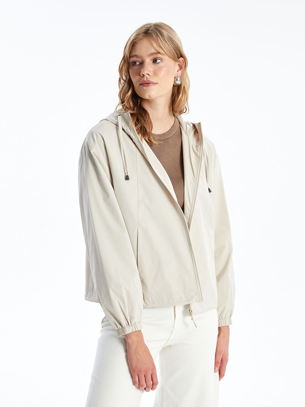 Women's Hooded Plain Raincoat-1