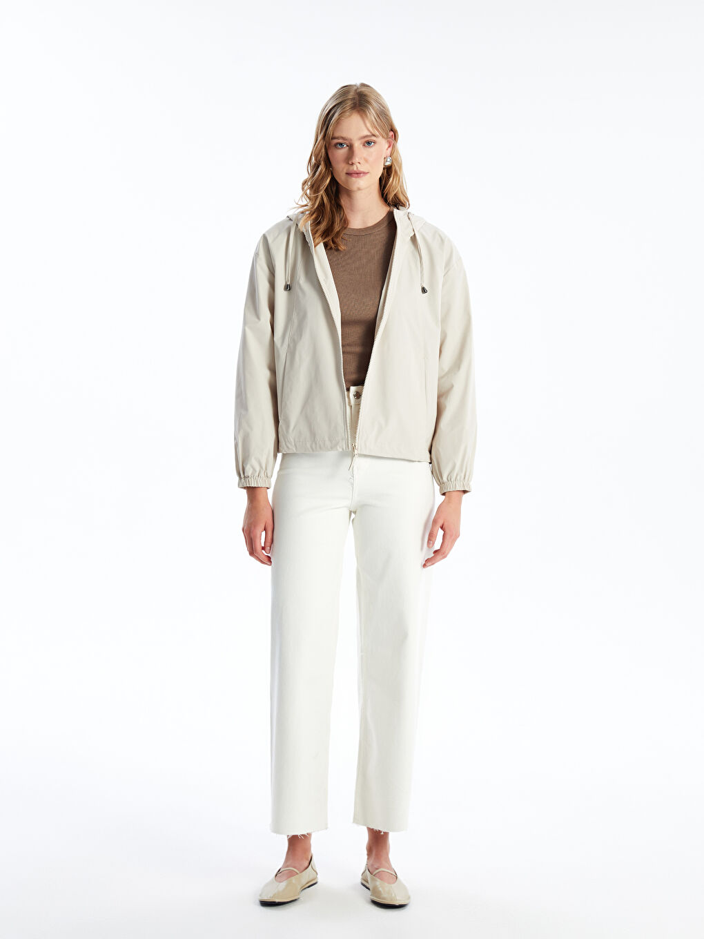 Women's Hooded Plain Raincoat-2