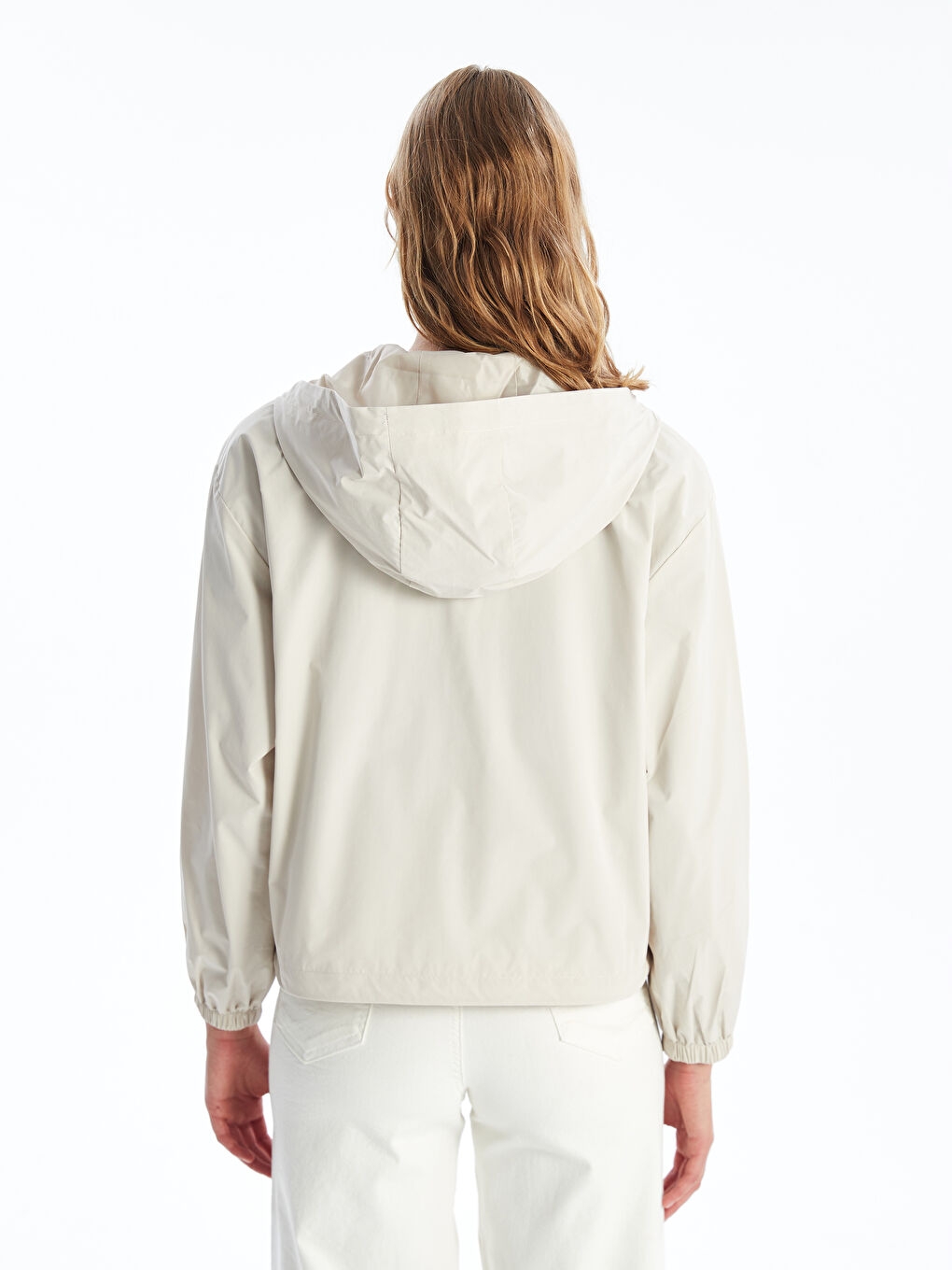 Women's Hooded Plain Raincoat-5