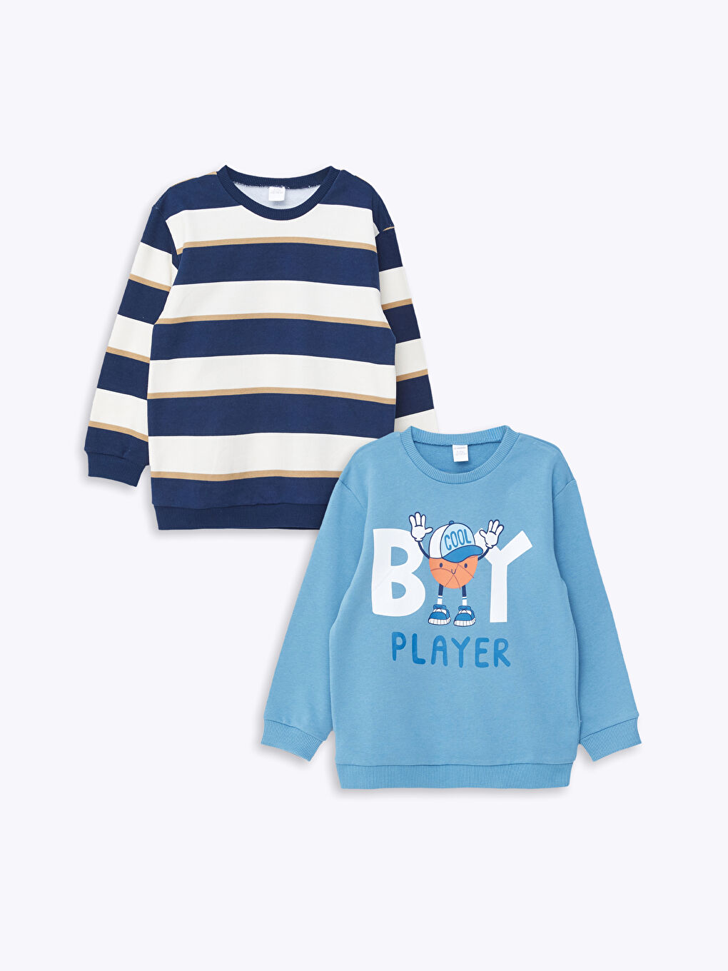 LCW Kids Crew Neck Printed Long Sleeve Boys' Sweatshirt 2 Pack -W47361Z1-GN9