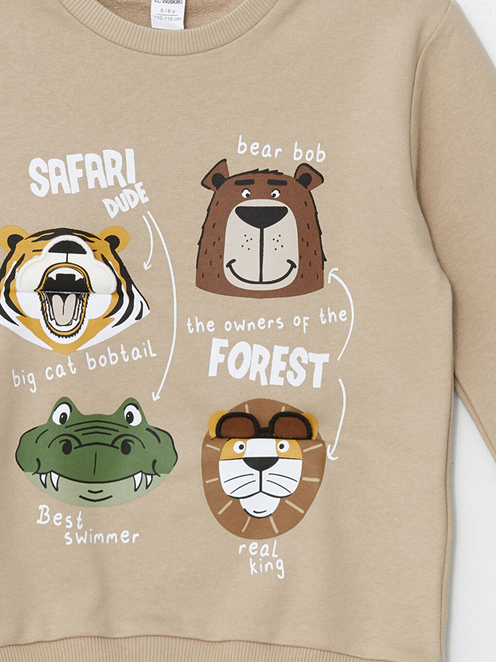 Bej Bisiklet Yaka Erkek Çocuk Sweatshirt-2