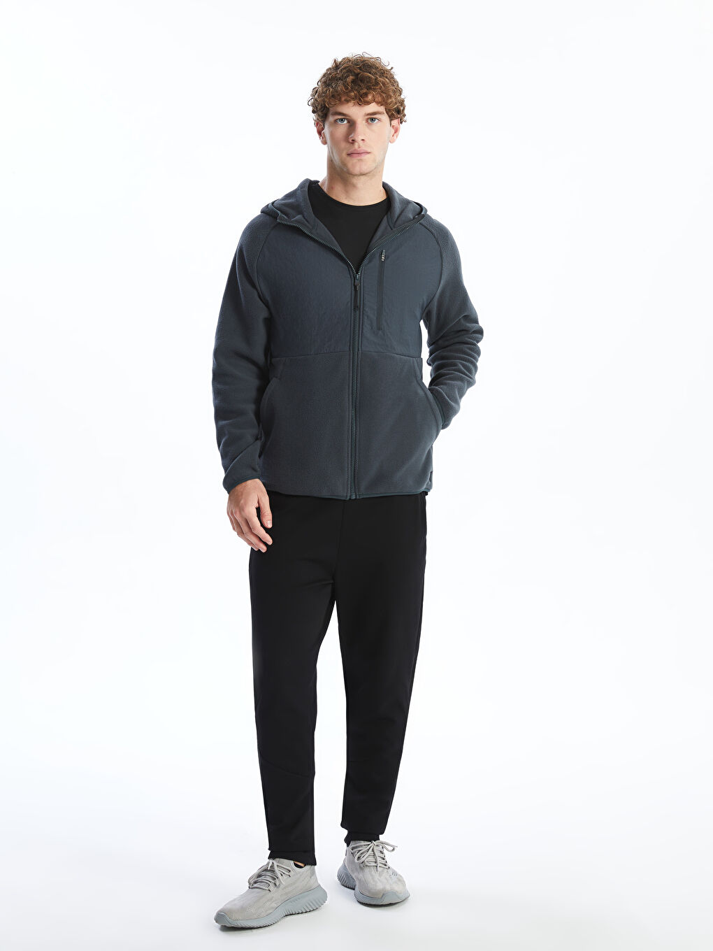 XSIDE ACTIVE Gri Kapüşonlu Uzun Kollu Erkek Fermuarlı Sweatshirt - 1