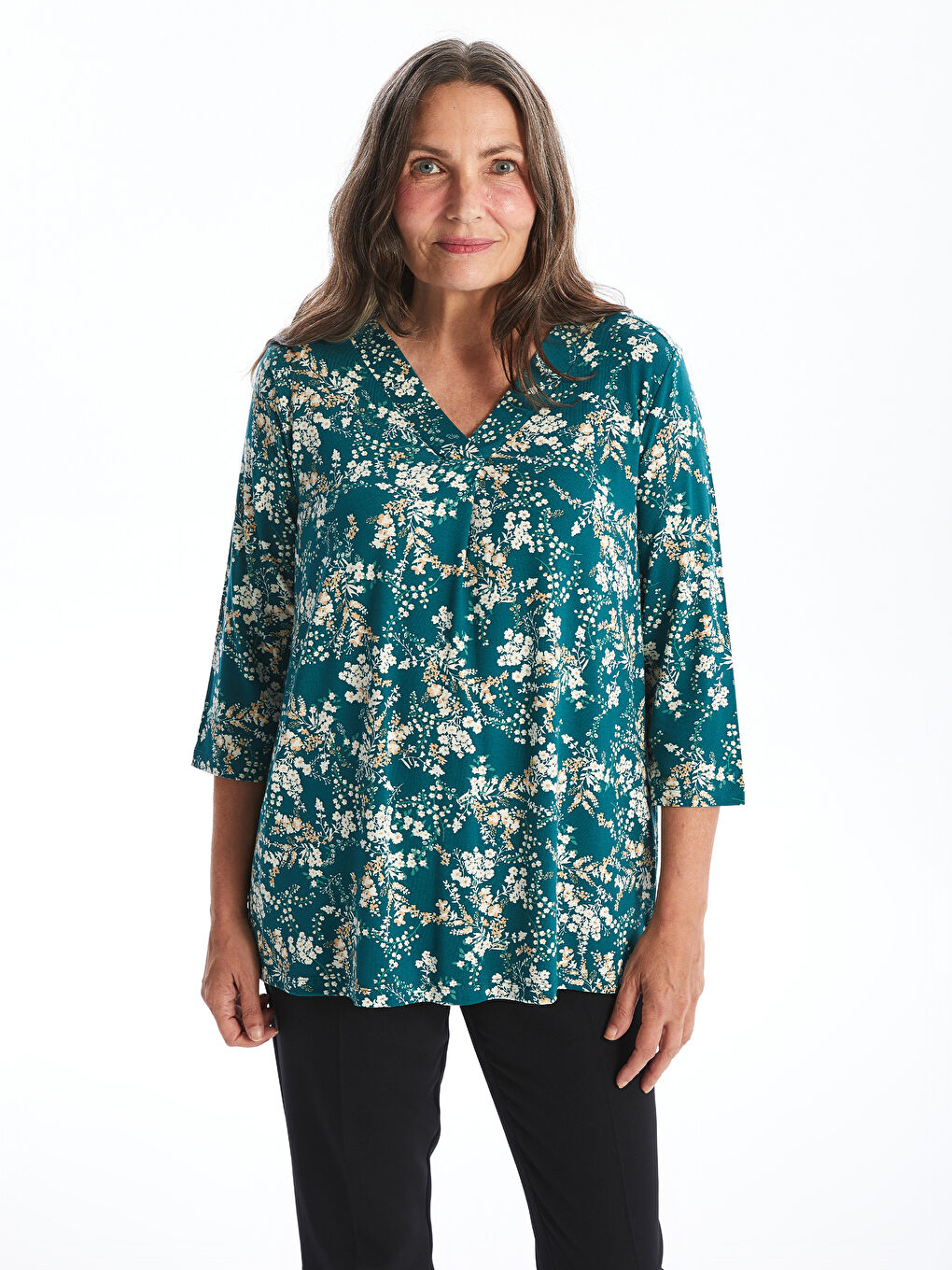 LCW Grace V-Ausschnitt Blumige Bluse für Damen -W47393Z8-LSY